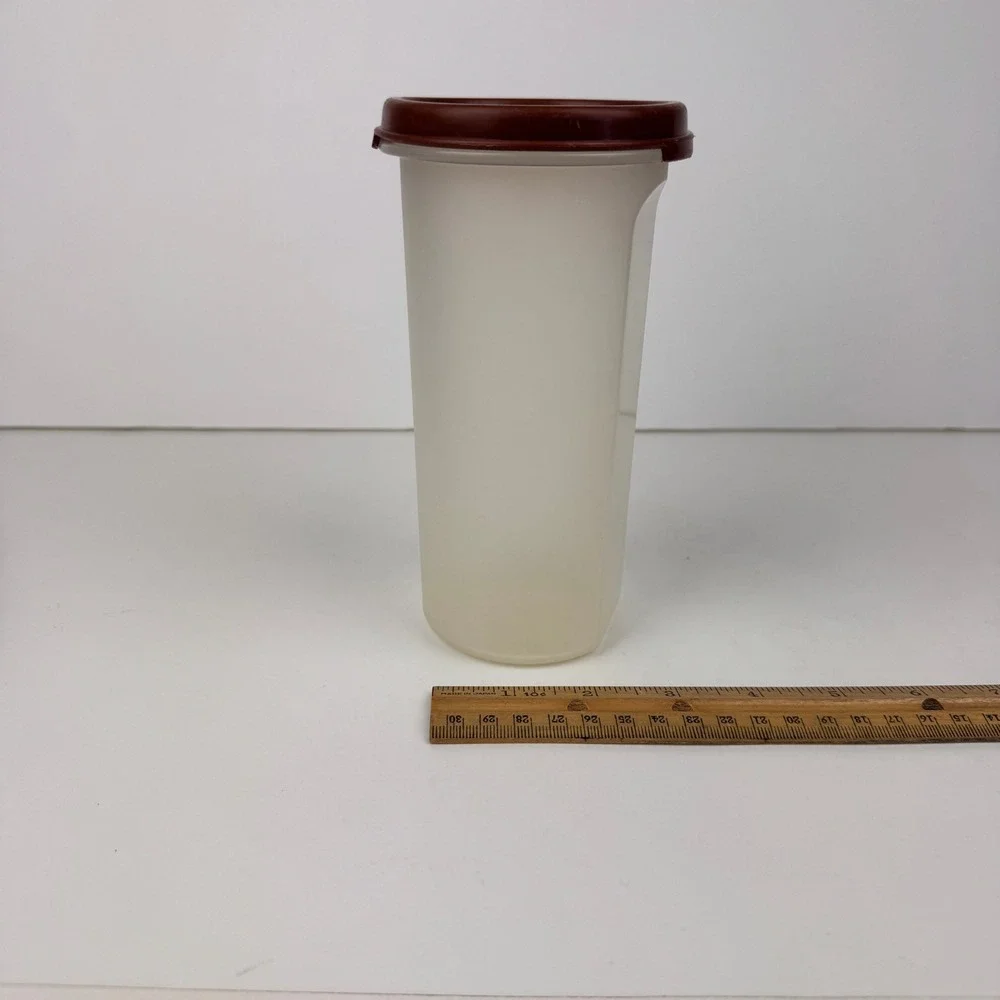 Vtg Plastic Tupperware 22floz Modular Mate Clear Bottom Brown Lid 1641-23‎ READ